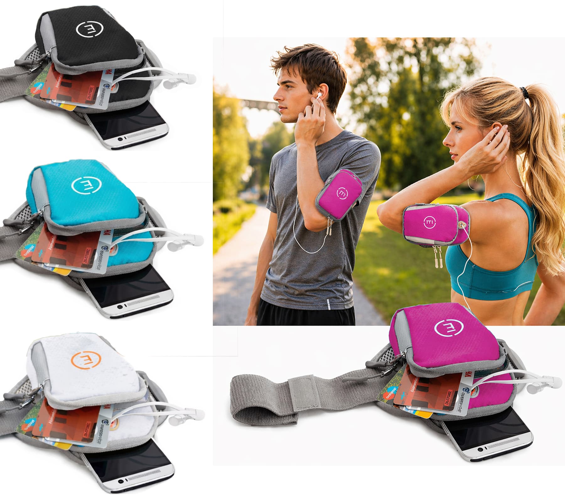 Fascia sportiva da braccio Echelon Lime per cellulari con apertura per auricolari, ideale per jogging e per proteggere il telefono, circonferenza del