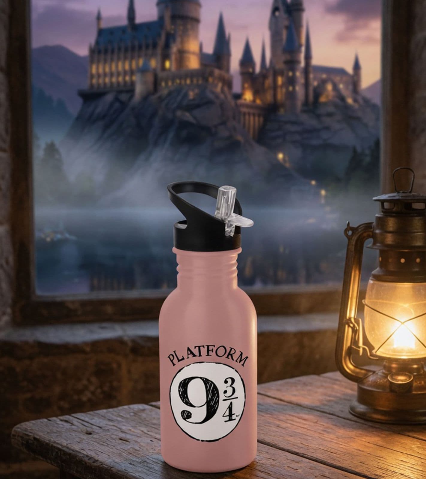 Borraccia Harry Potter Hogwarts Express, 500 ml, in acciaio inox, design rosa magico
