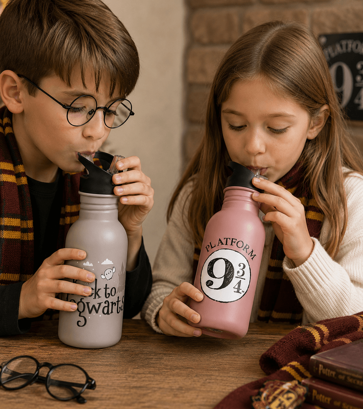 Bottiglia d'acqua Harry Potter – "Hogwarts Express" o "Back to Hogwarts" – Bottiglia in acciaio inossidabile da 500 ml con design magico (Rosa o