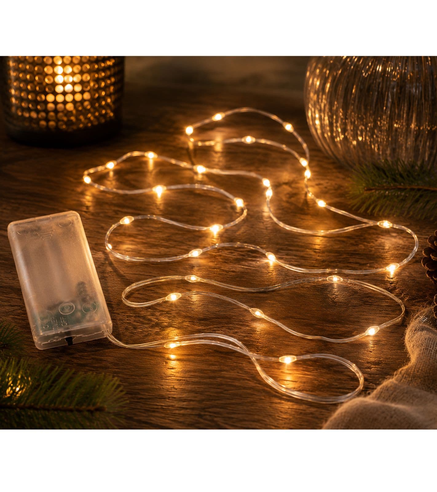 Luci decorative a LED "Sparkling Moments of Light" con funzione timer, 2,4 metri, 20 micro LED bianco caldo, 9843441 Argento view 2