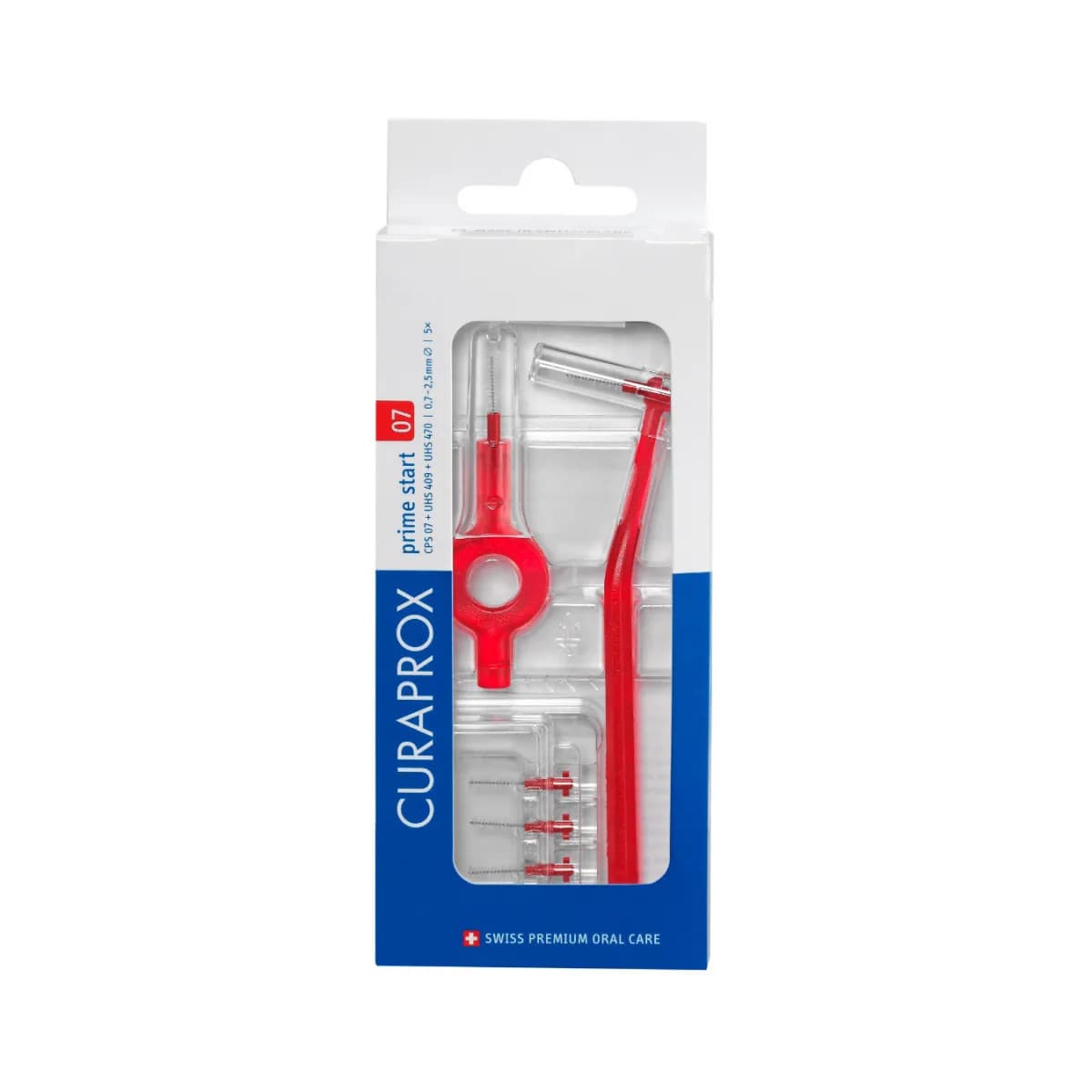 Curaprox CPS 07 Prime Start Scovolini Interdentali Rossi 0,7mm con 2 Manici UHS 5 Pezzi - Curaprox