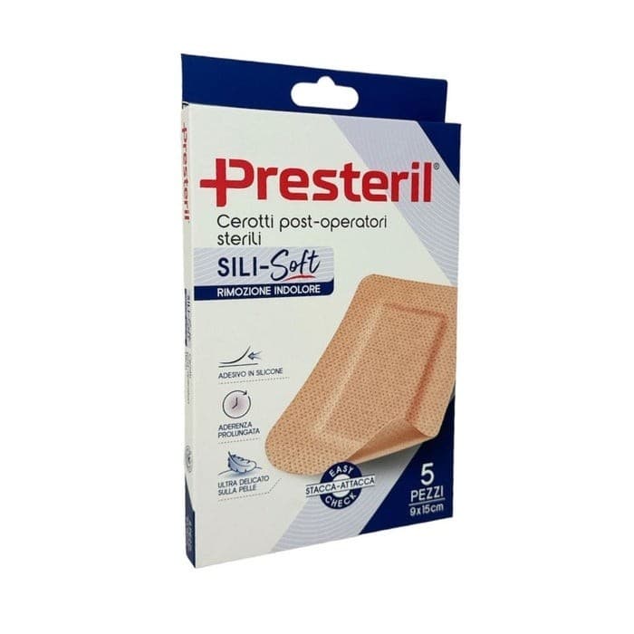 Presteril - Sili Soft Cerotto Post Operatorio 9x15cm, 5 cerotti
