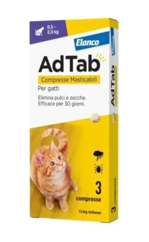 Adtab Antiparassitario per Gatti 0,5-2kg - 3 compresse da 12 mg