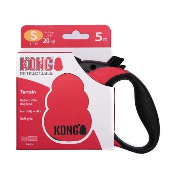 Telone retrattile Terrain rosso, Piccolo 5 m - 20 kg, 1 pezzo, Kong Retrattile