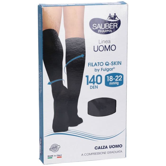 Calze Uomo Cotone 140 Denari Nero Taglia Grande - Linea Calza Compressione Graduata