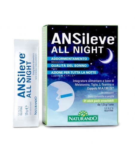 Ansileve All Night - Integratore per il Sonno - 21 Stick Pack Orosolubili
