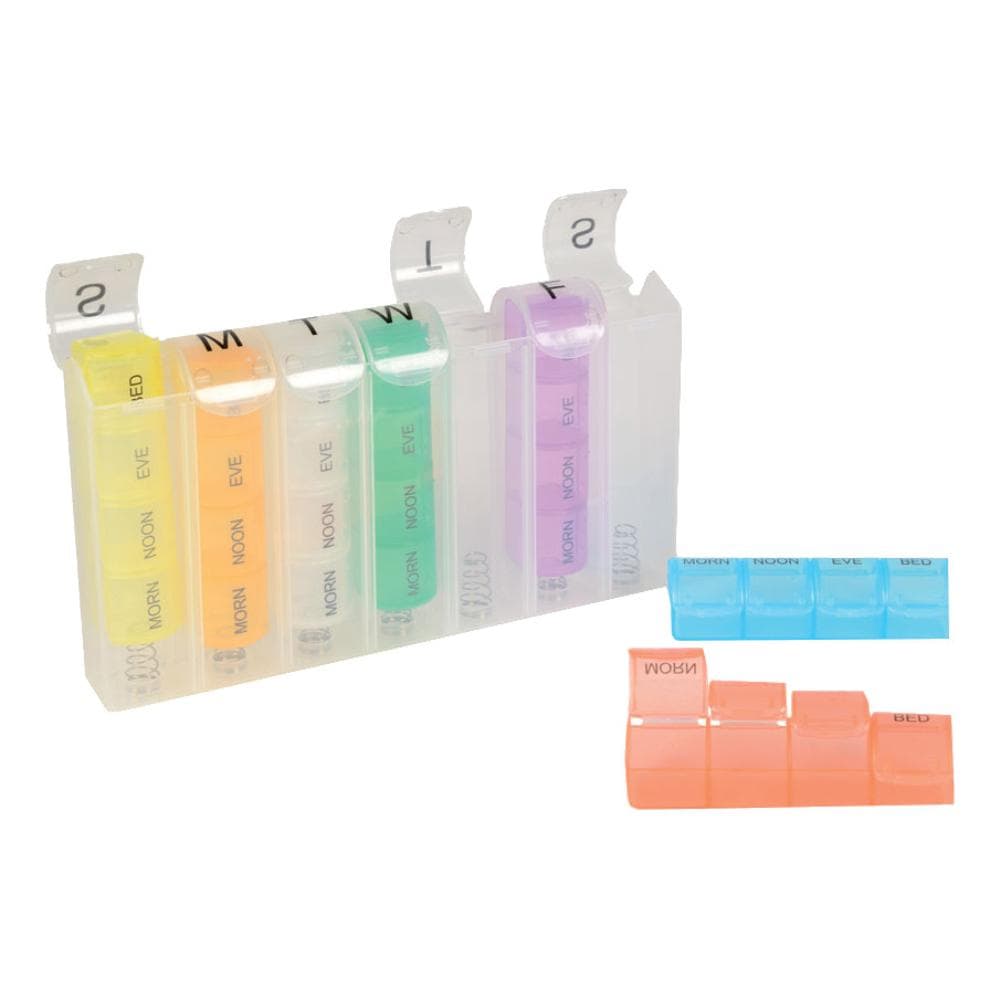 Portapillole Set da 4 Spring Gima - Organizer Portapillole Giornaliero Tascabile in Plastica per Farmaci e Integratori