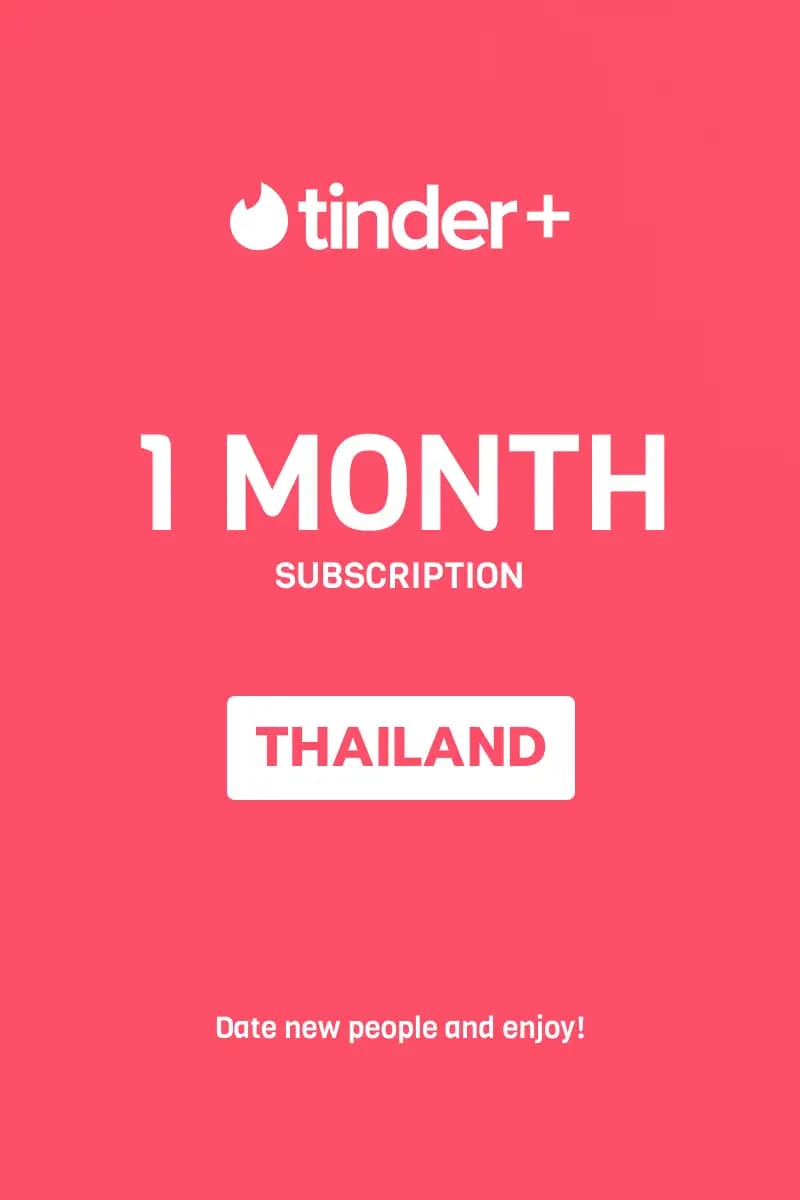 Tinder Plus - 1 Month Subscription (Thailand) - Digital Key