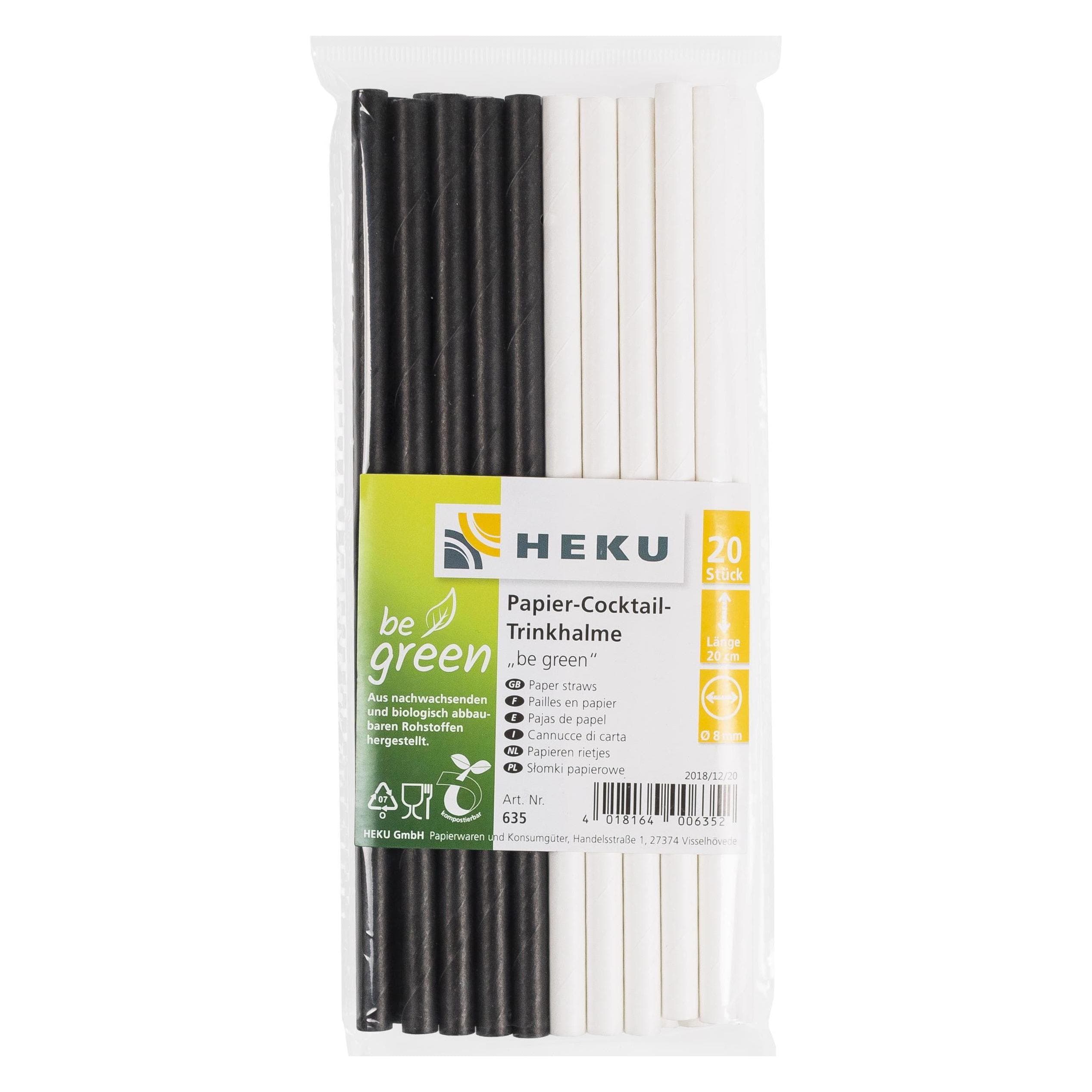 Heku Cannucce per bere Be Green, Cannucce, Nero, Bianco