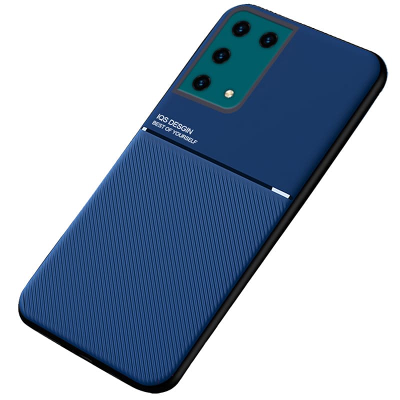 Anti-scratch Imprinting PU Leather + TPU Protective Cover with Built-in Metal Sheet for Samsung Galaxy S21 Ultra 5G - Blue