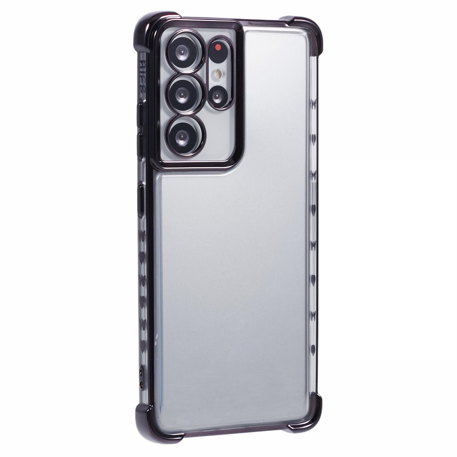 For Samsung Galaxy S21 Ultra 5G Clear Case TPU Back Phone Cover Electroplating Love Heart - Black