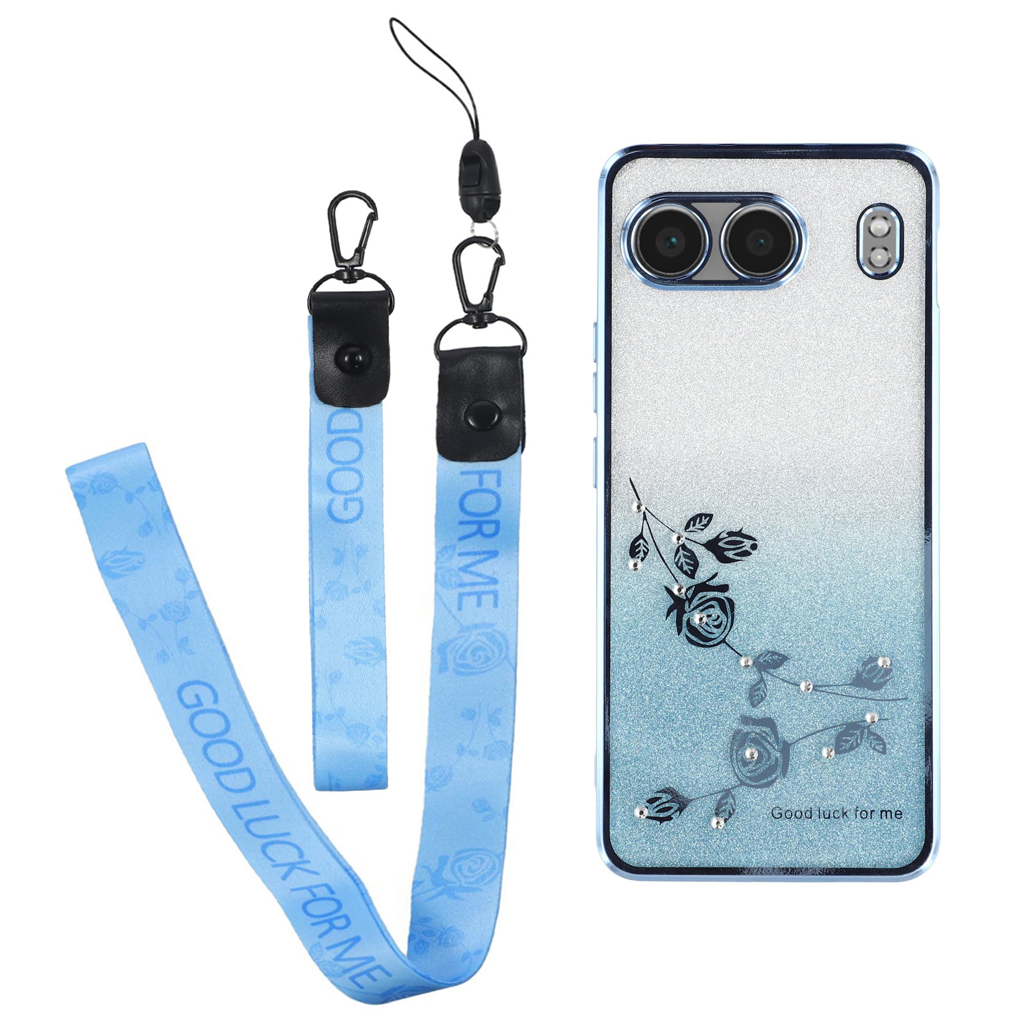KADEM For OnePlus Nord 4 Case Flower Pattern TPU Gradient Phone Cover with Lanyards - Blue