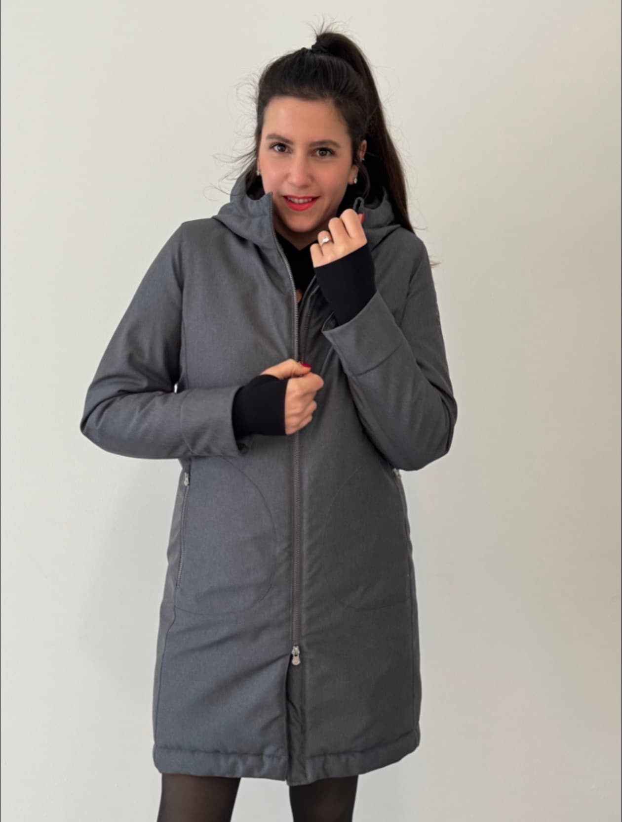 Donna Long Parka Vegan | +mino (Colore: Grigio, Taglia: XXL)