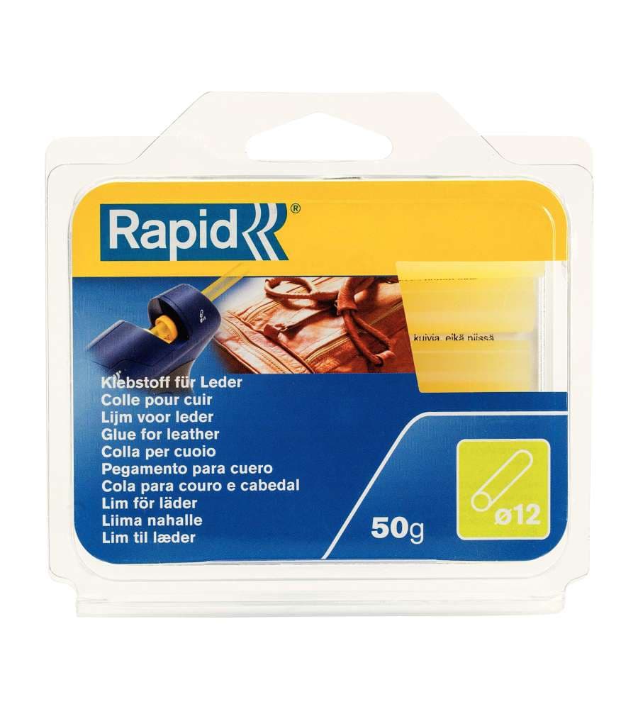 Rapid Colla Stick Pelle e Cuoio Giallo 50g Adesivo Universale d.12mm