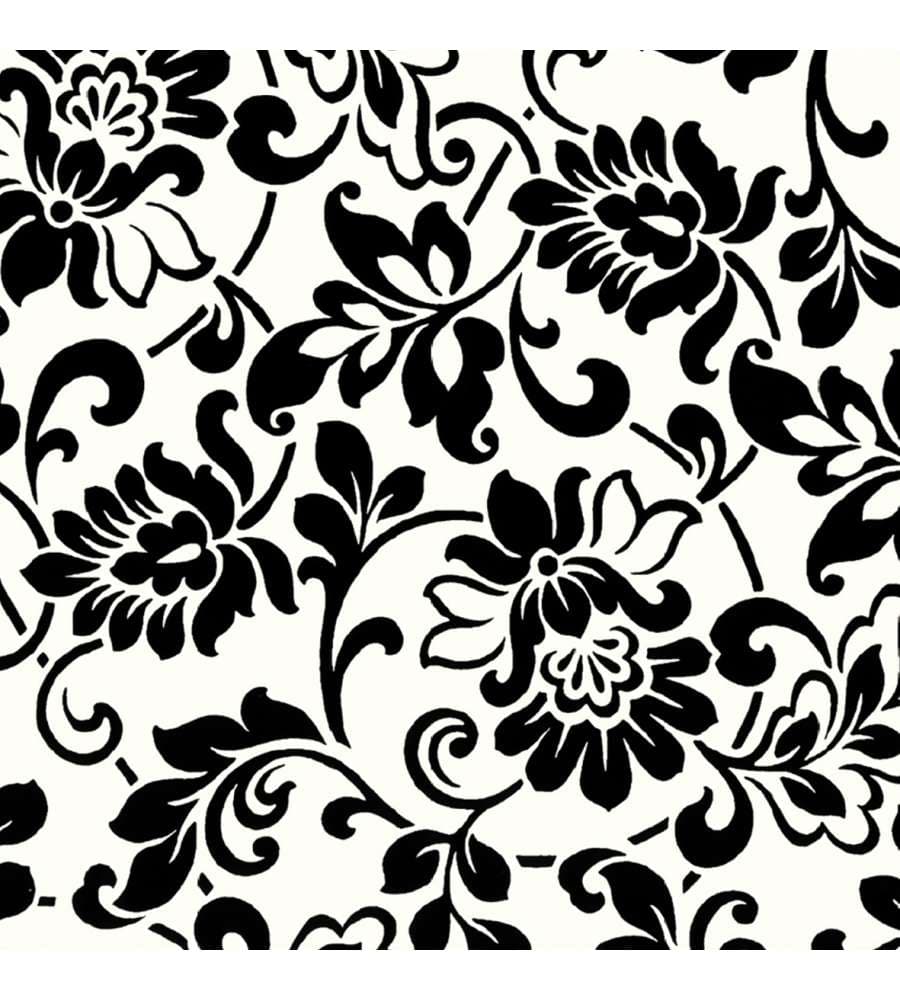 Pellicola Adesiva decorativa  Fiorato Bianco Nero