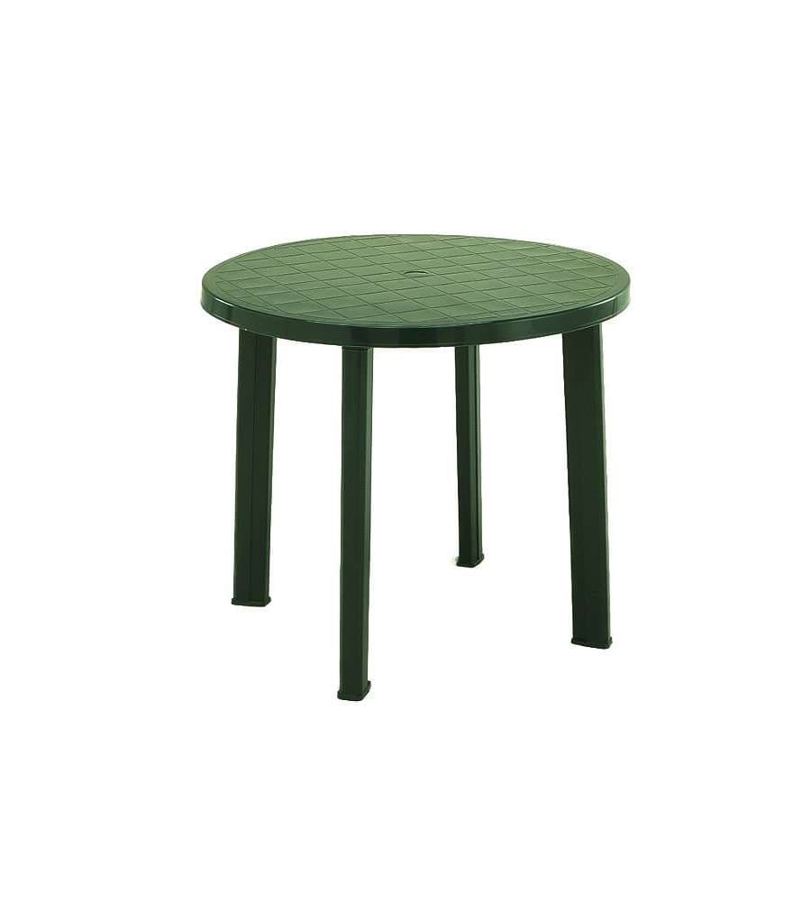 Progarden Tavolo rotondo verde in resina 90 cm con foro ombrellone
