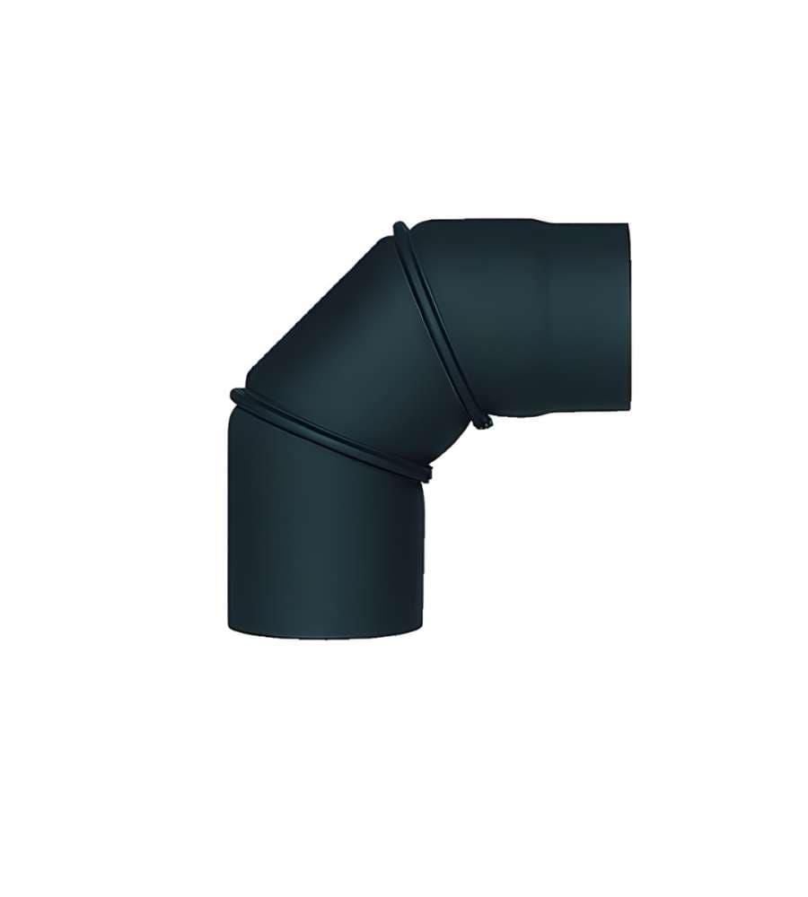 Gomito 90° in Acciaio Nero Resistente - D. 12 cm - Tubo per Stufe