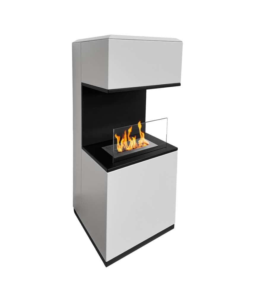 Divina Fire Camino a Bioetanolo Oslo - Acciaio Inox - Bianco - 3,2 kW