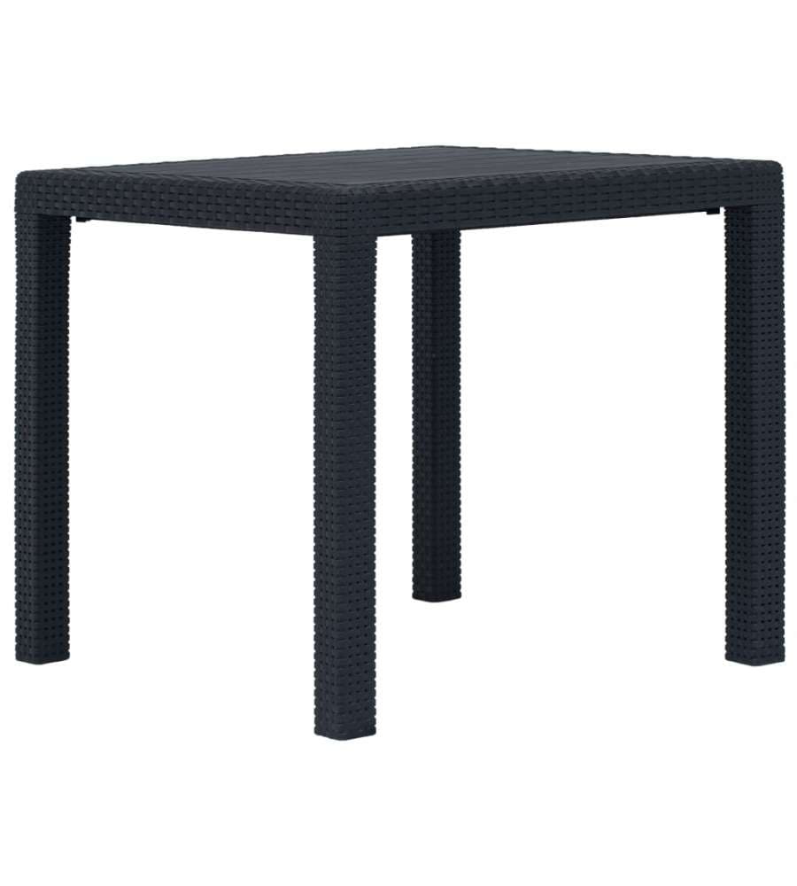 Tavolo da Giardino Antracite 79x79x72 cm Plastica Stile Rattan