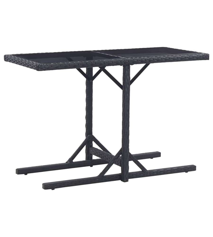 Tavolo da Giardino Nero 110x53x72 cm in Vetro e Polyrattan