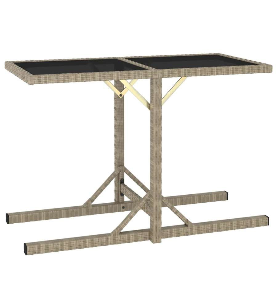 Tavolo da Giardino Beige 110x53x72 cm in Vetro e Polyrattan