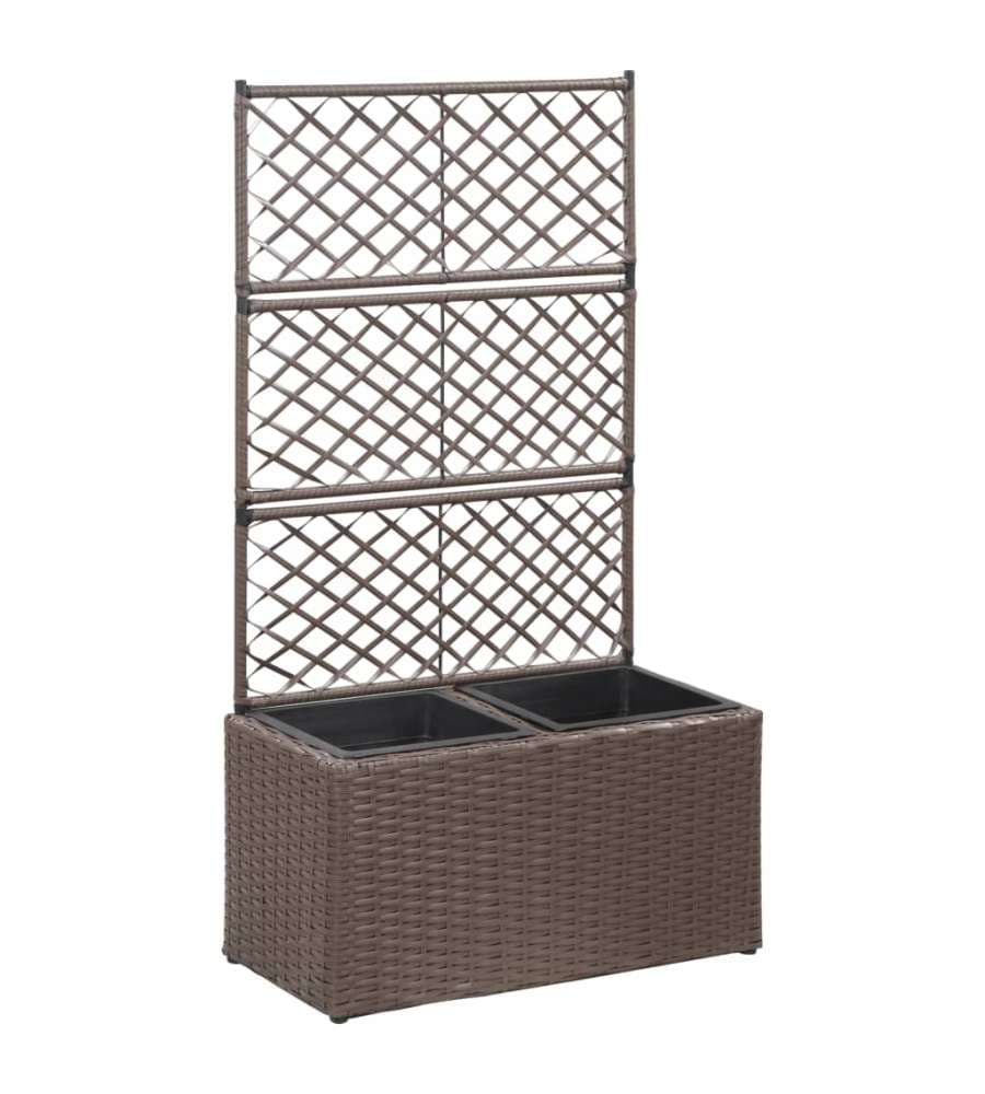 Letto Rialzato Traliccio 2 Vasi 58x30x107 cm Polyrattan Marrone