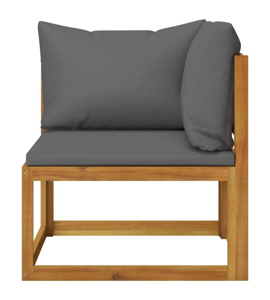 Set Divani da Giardino 2 pz con Cuscini Grigio Scuro in Acacia