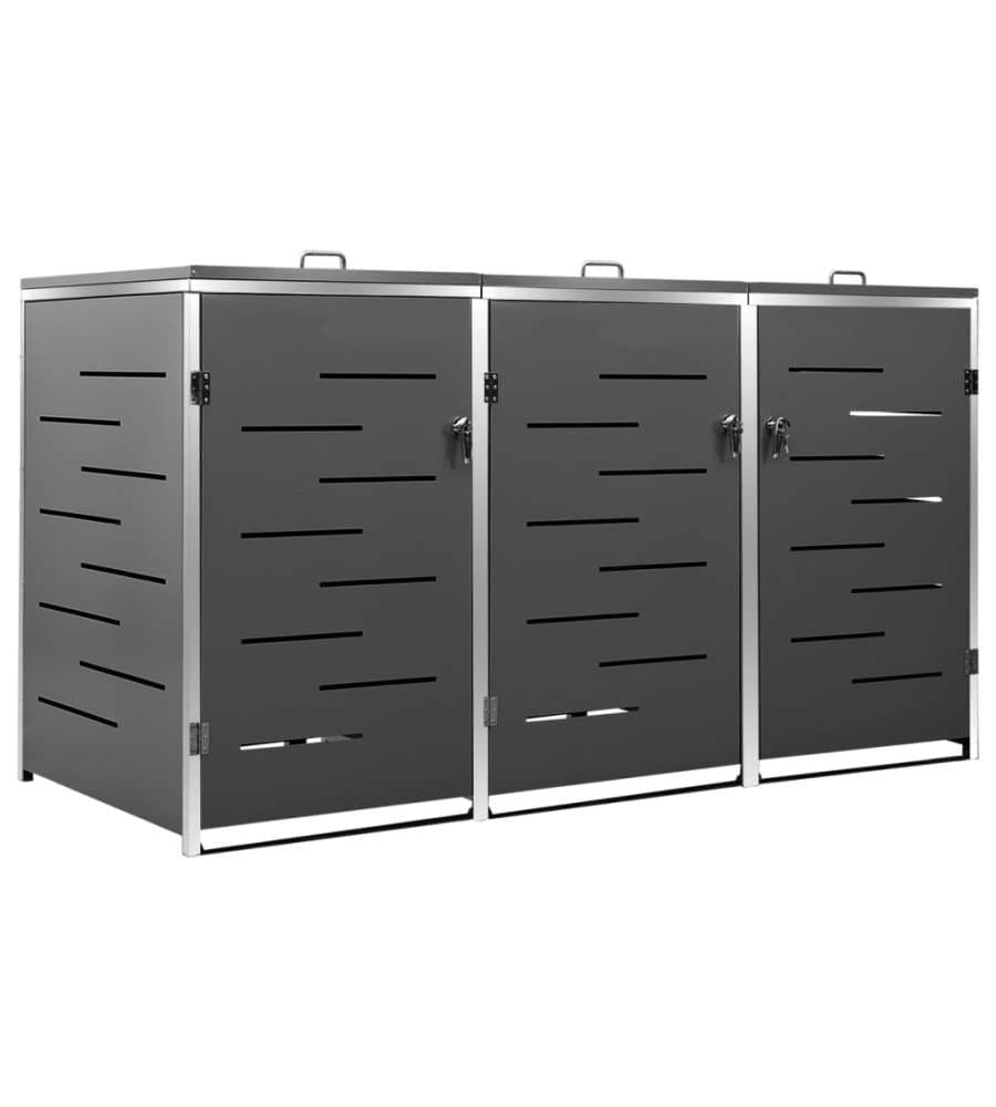 Copribidone per Spazzatura Triplo 207x77,5x115 cm Acciaio Inox