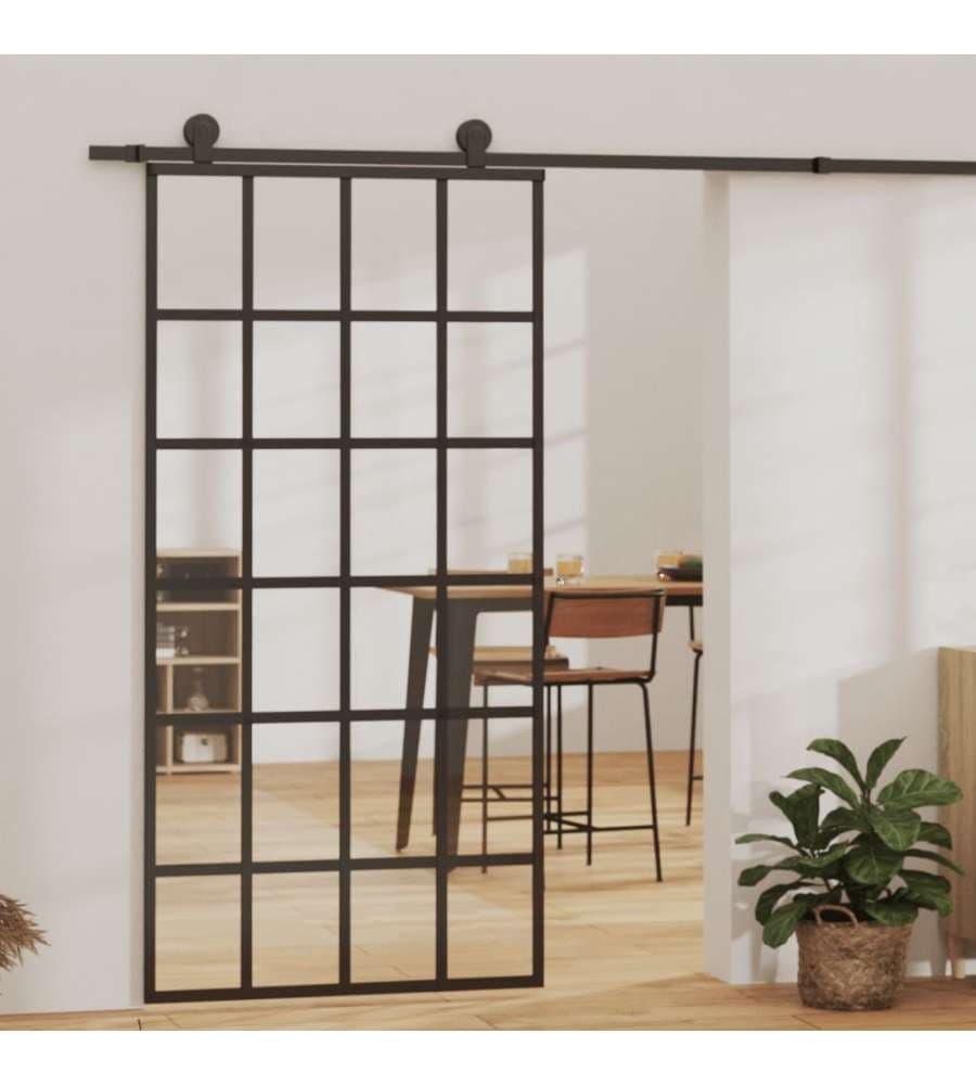 Porta Scorrevole e Kit Montaggio Vetro ESG Alluminio 102x205cm 3081966