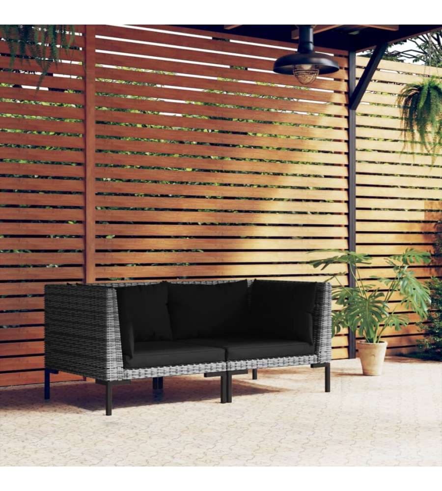 Divani da Giardino 2 pz con Cuscini in Polyrattan Mezzo Tondo