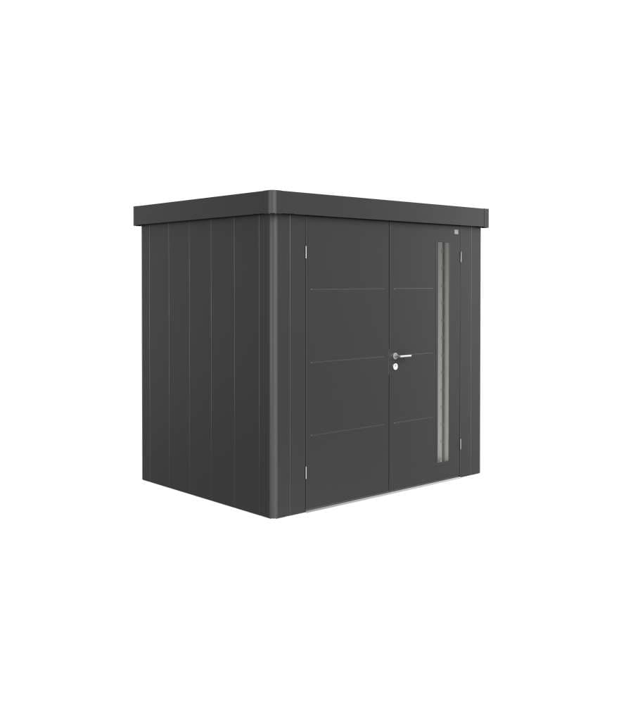 Casetta per attrezzi Neo 1B porta doppia, grigio metallizzato
