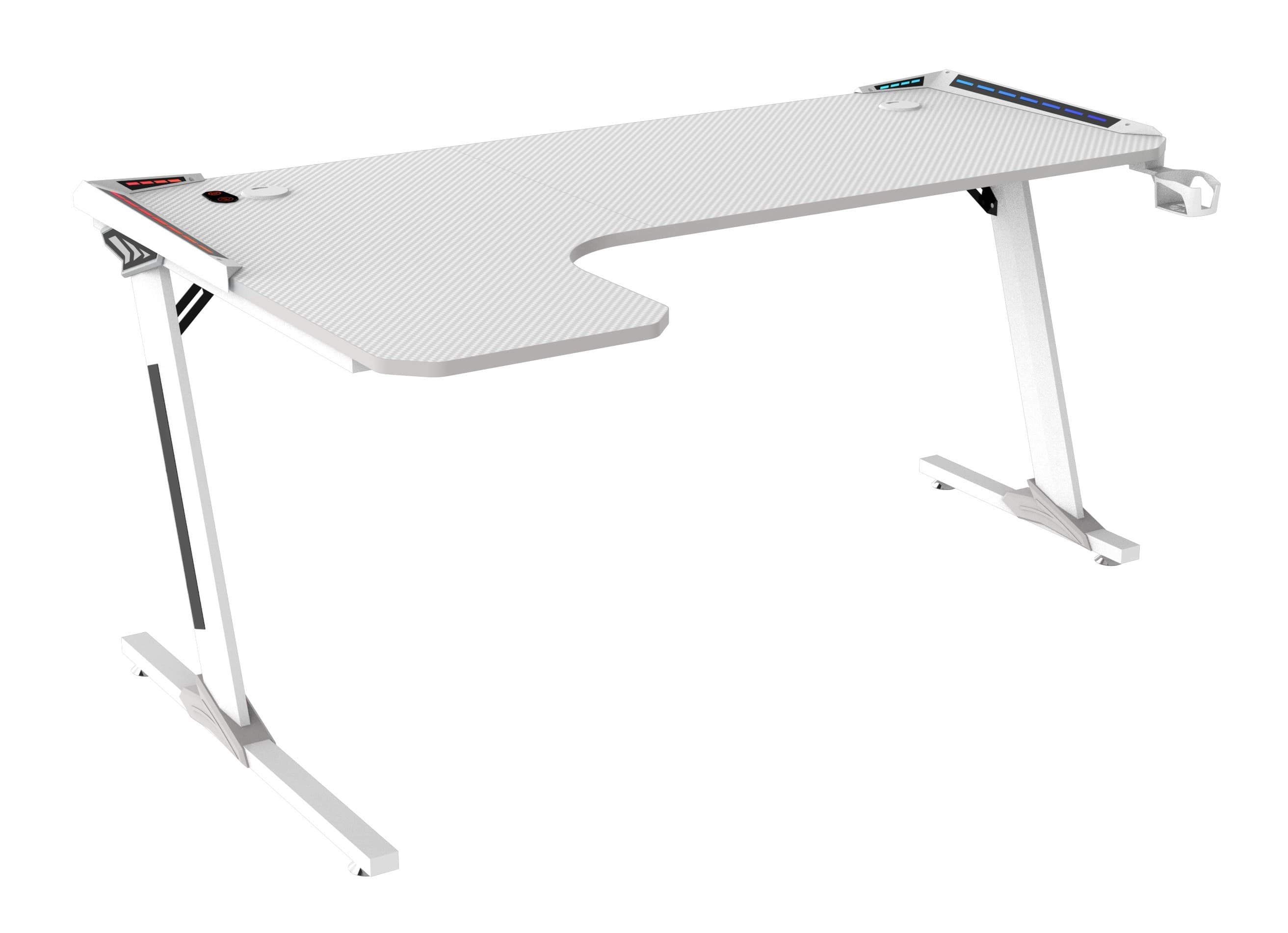 Tavolo Cortek Gaming L-Shape Rgb 160Cm White