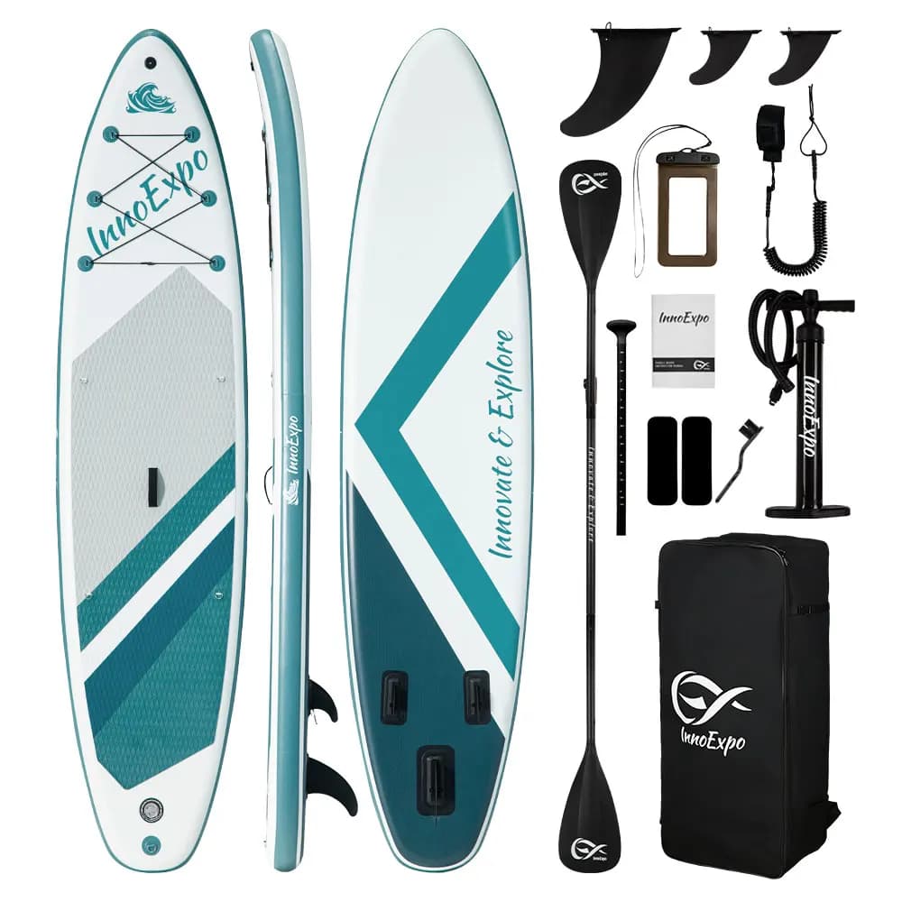 Tavola da Stand Up Paddle Gonfiabile InnoExpo 350*89*15, Tavola da Surf SUP Gonfiabile Antiscivolo per Sport Acquatici con Accessori