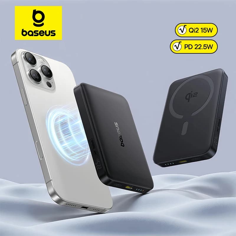 Baseus Qi2 Power Bank magnetico 15W Wireless 10000mAh PD 22,5W Caricatore portatile compatto a ricarica rapida per iPhone 17 Samsung S25