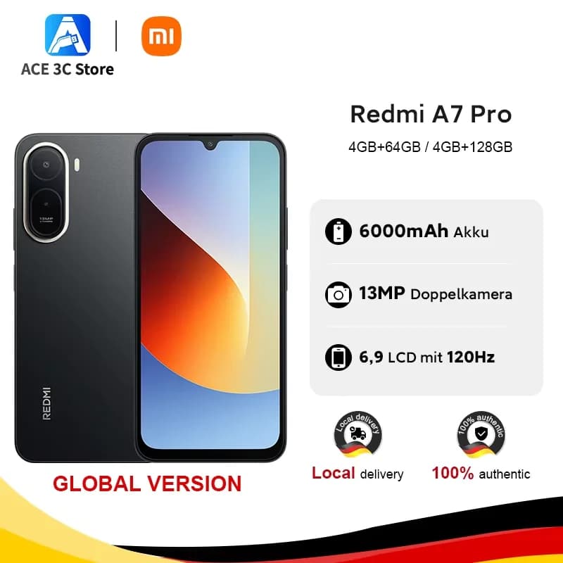 Versione Globale Xiaomi Redmi A7 Pro Smartphone, Batteria da 6000mAh, Display da 6.9" a 120Hz, Fotocamera da 13MP, Xiaomi HyperOS, Cellulare Xiaomi