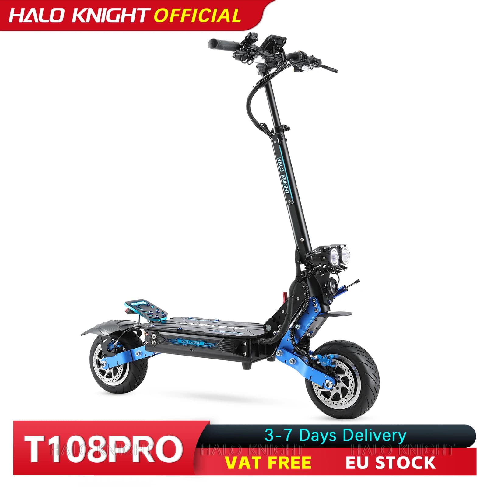 Nuovo Monopattino Elettrico HALO KNIGHT T108Pro per Adulti, 60V 6000W 38.4Ah, Display Grande, Velocità 95km/h, Potente Scooter Elettrico