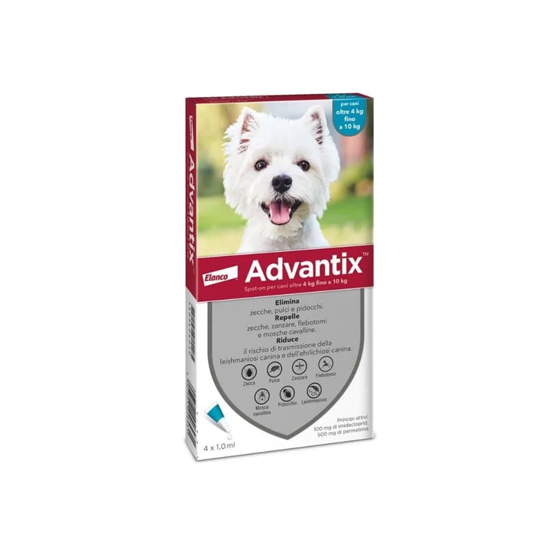 ADVANTIX CELESTE 4/10 KG (4 pipette) - Antiparassitario in pipette ad ampio spettro per cani di taglia piccola