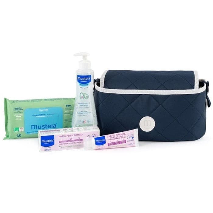 Mustela Beauty Passeggino Cofanetto Regalo Fluido Detergente Senza Risciacquo 300ml + Pasta Cambio 150ml + 60 Salviettine