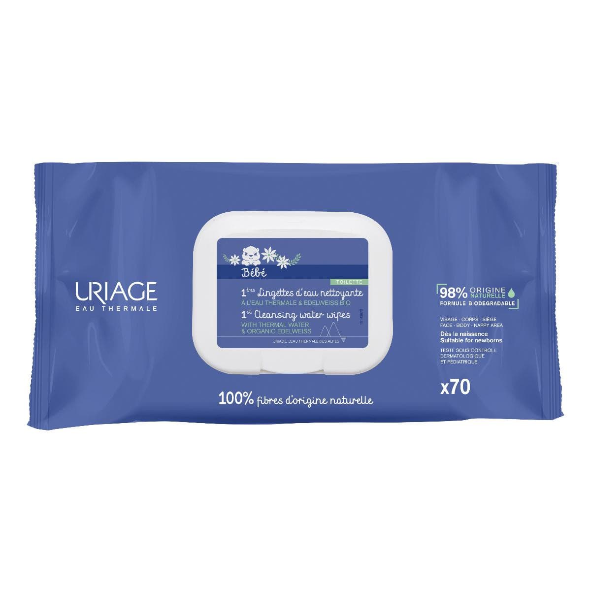 Uriage Bébé - 1ere Eau Nettoyante Salviettine Detergenti, 70 Salviettine