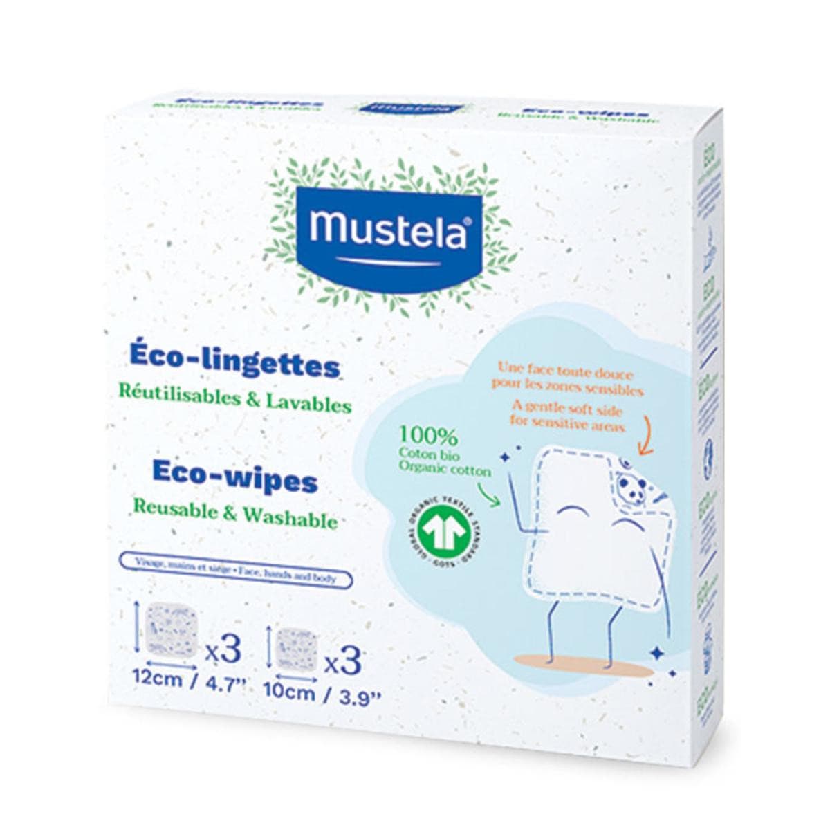 Mustela Salviette Riutilizzabili Lavabili in Cotone Viso Mani Sederino, 6 Pezzi