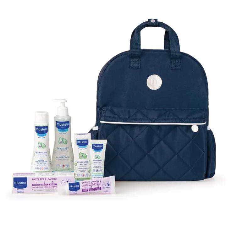 Mustela Zaino Prime Coccole con Detergente Delicato + Fluido Detergente + Pasta Cambio + Hydra Bebè Crema Viso