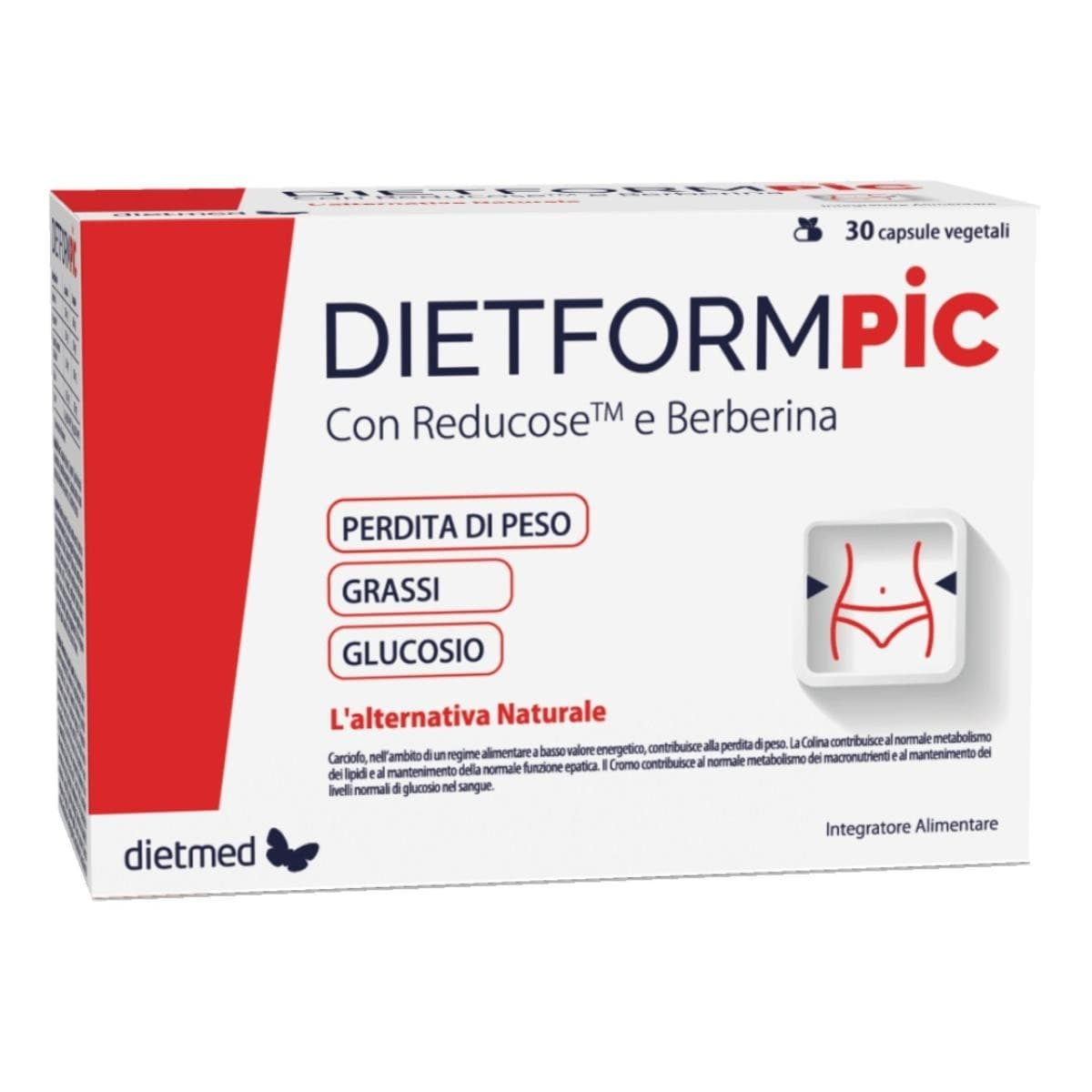 DietFormPic Integratore per Perdita di Peso Grassi e Glucosio, 30 Capsule Vegetali