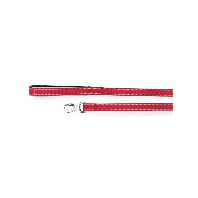 Guinzaglio reflex con maniglia in neoprene rosso 25 x 1200 mm