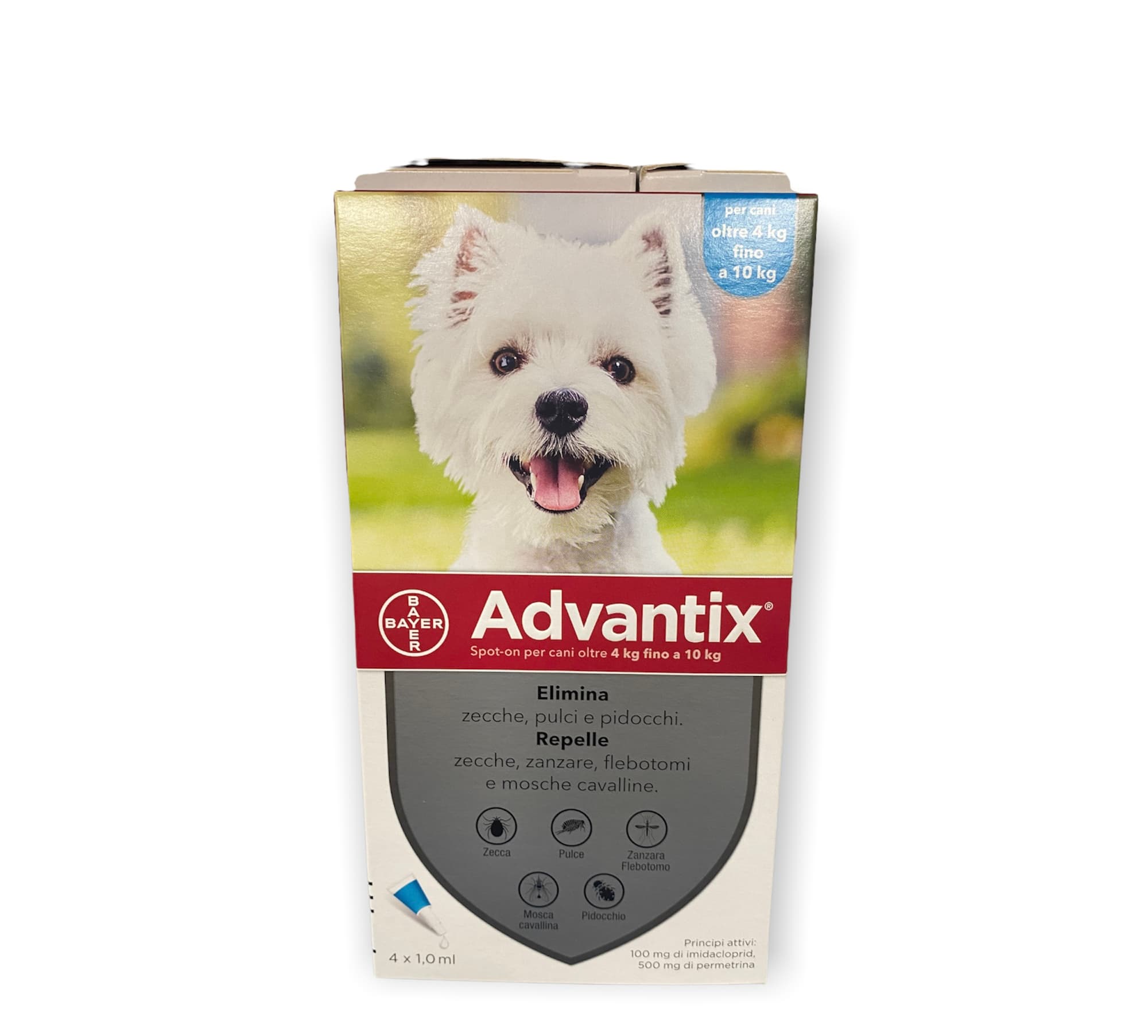 Advantix Spot-On 4 Pipette 1 ml per Cani di Piccola Taglia da 4 kg a 10 kg - Antiparassitario