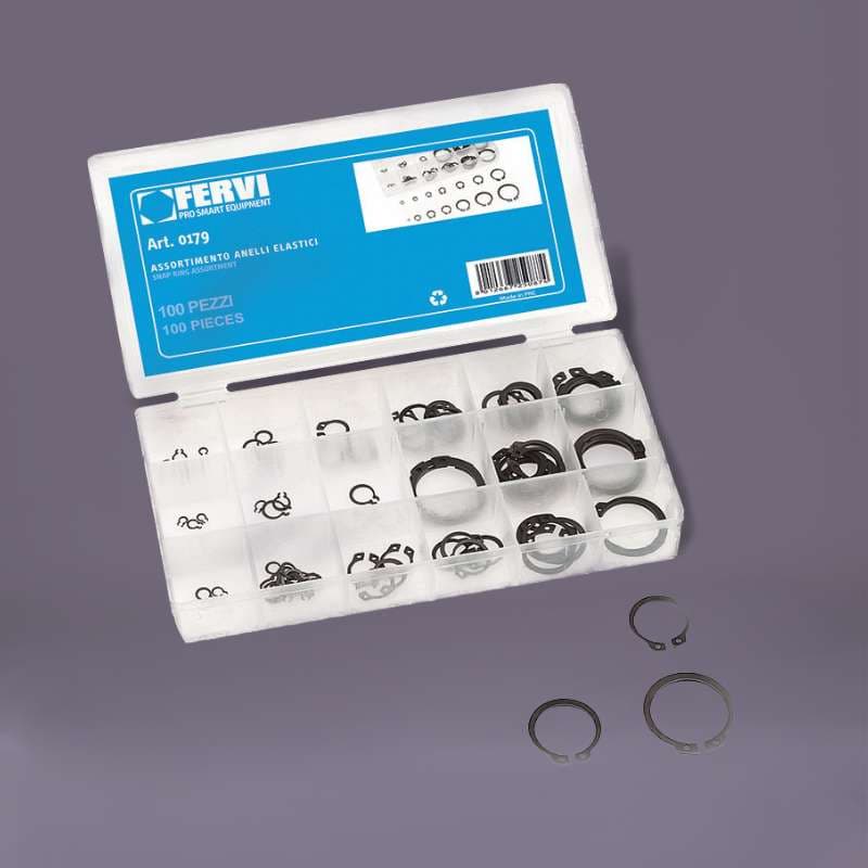 Assortimento anelli elastici Seeger 100pz Fervi 0179