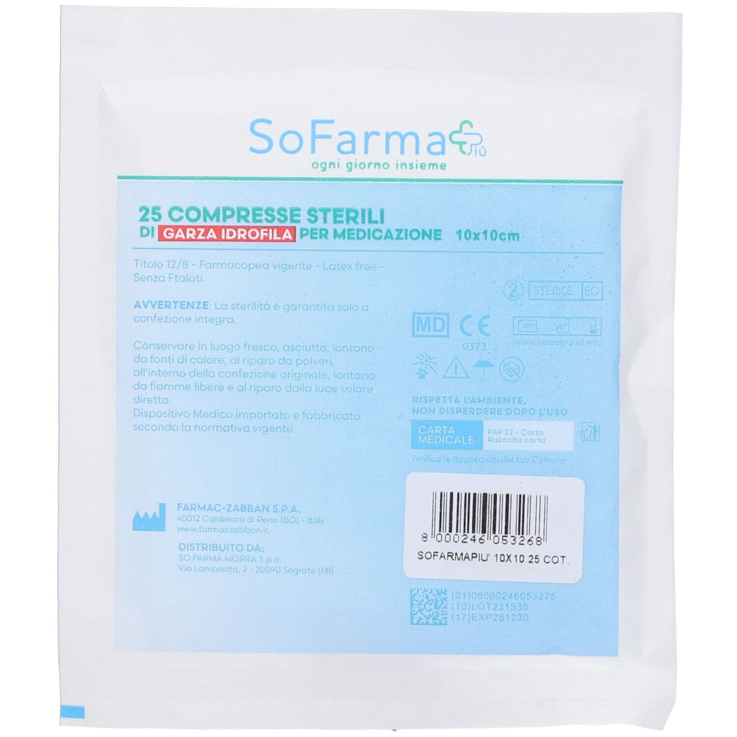 Sofarmapiù Compresse Cotone 10 x 10 cm, 25 pezzi