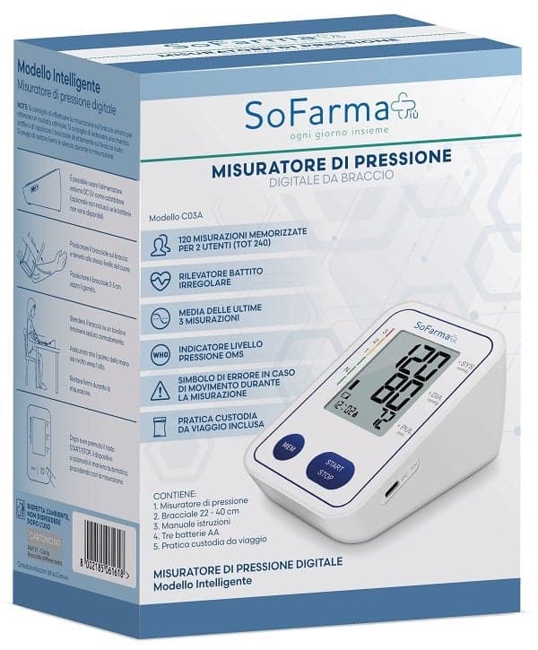 Sofarmapiù Misuratore di Pressione Digitale da Braccio - Monitoraggio Preciso e Conveniente, 1 Pezzo