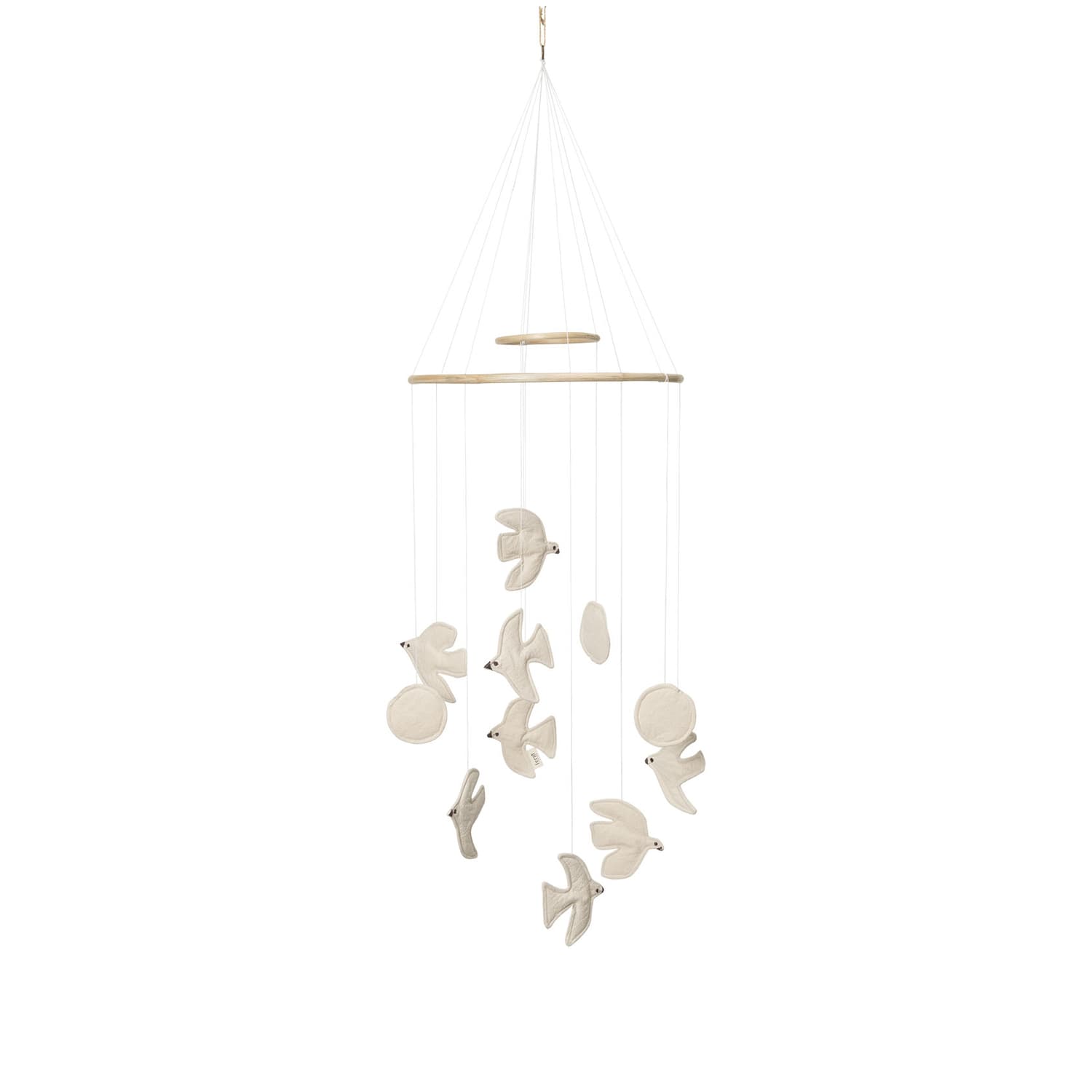 Ferm Living - Gioco sospeso per bebè Swif Bird - Bianco - Poliestere riciclato