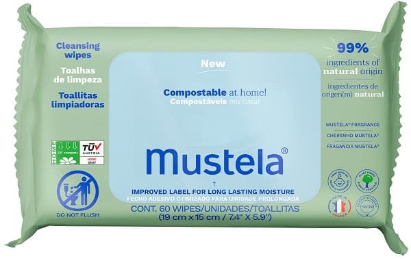 MUSTELA - SALVIETTINE COMPOSTABILI UMIDIFICATE DELICATE 60 PEZZI 0+MESI