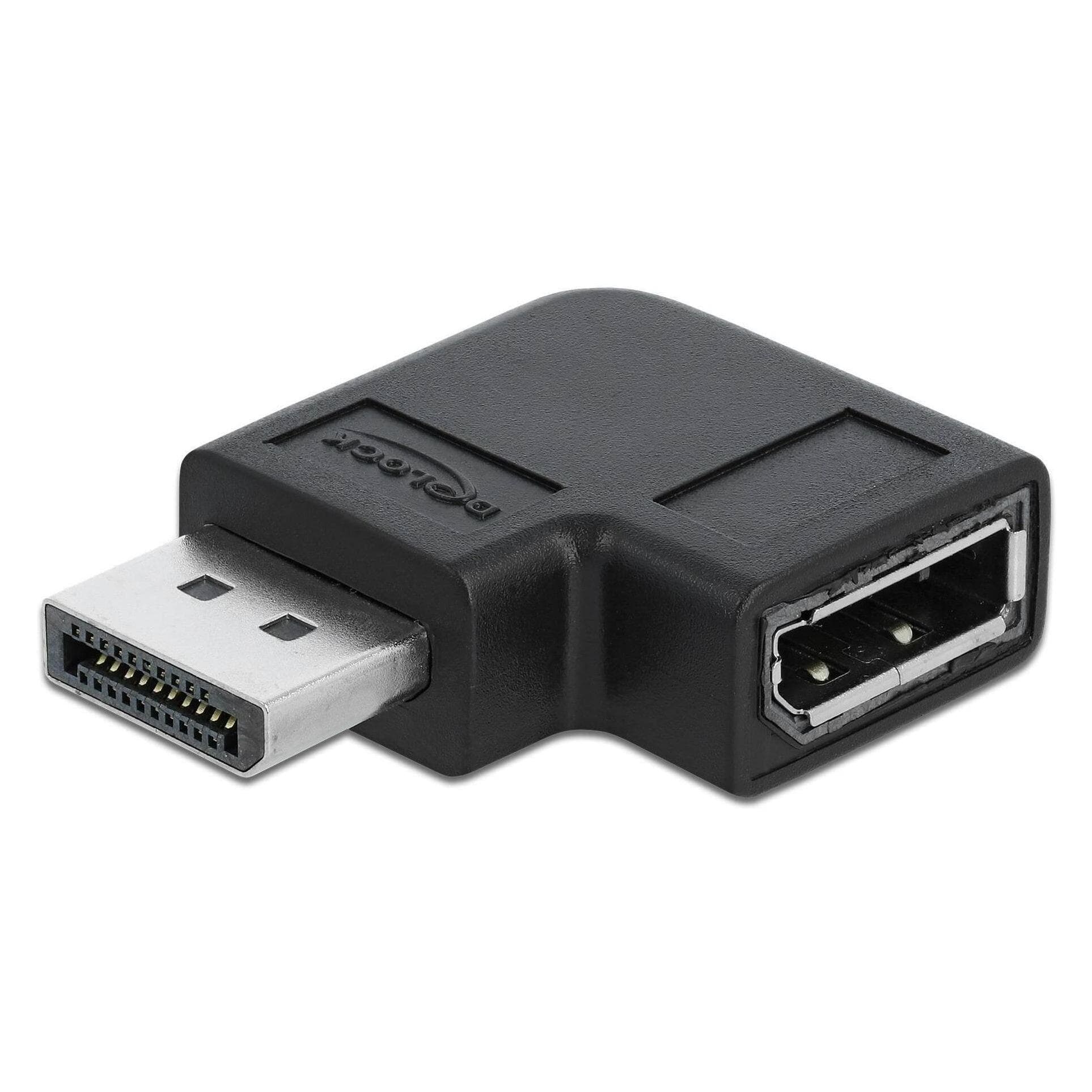 Delock Adattatore Displayport, angolato a 90 (DP, 3.16 cm), Adattatore dati + video, Nero